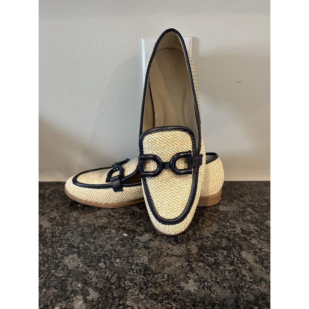 Kenneth Cole New York Women's Linda Bit Loafer 8M, Natural/Navy Raffia